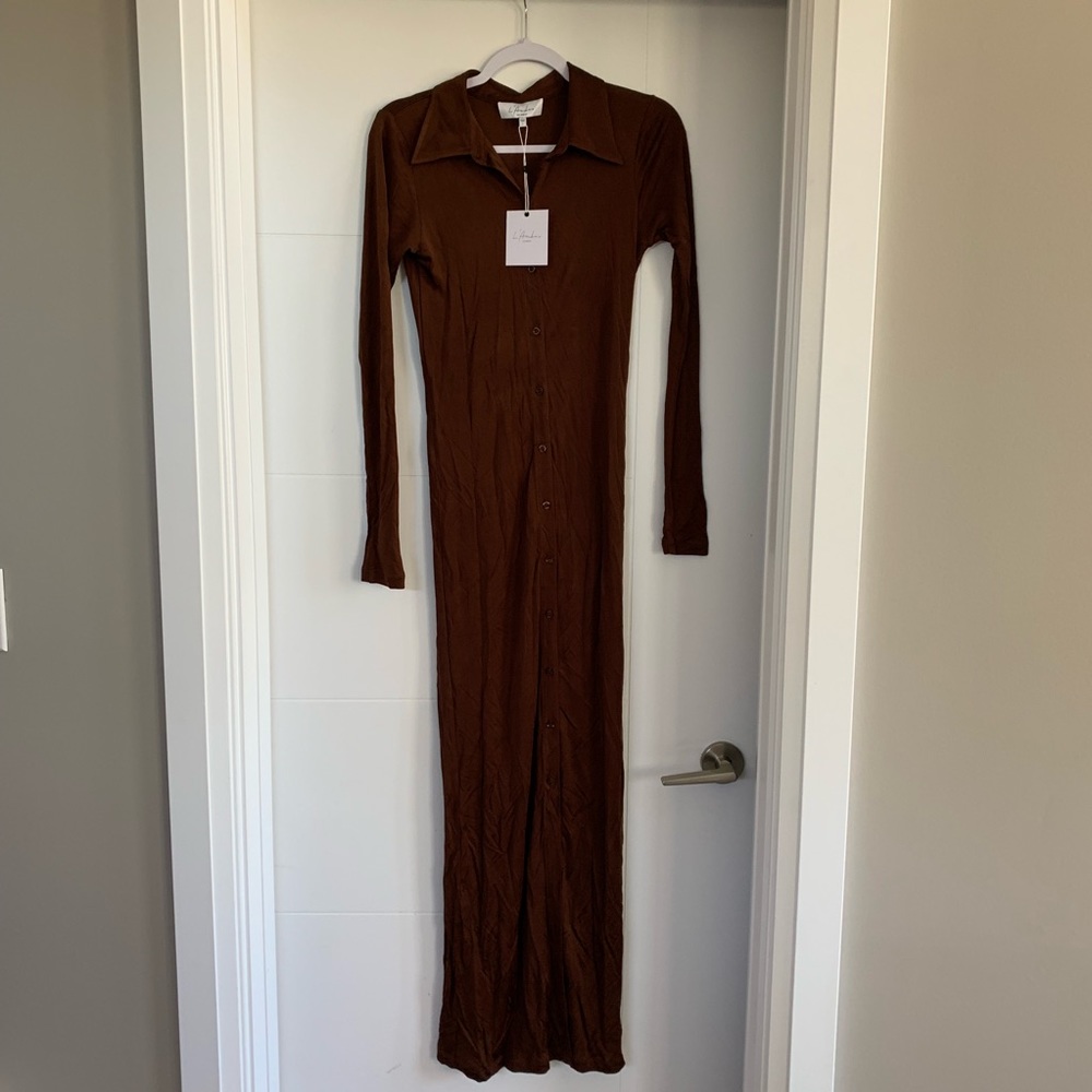 L’Academie Xander Brown Maxi Dress